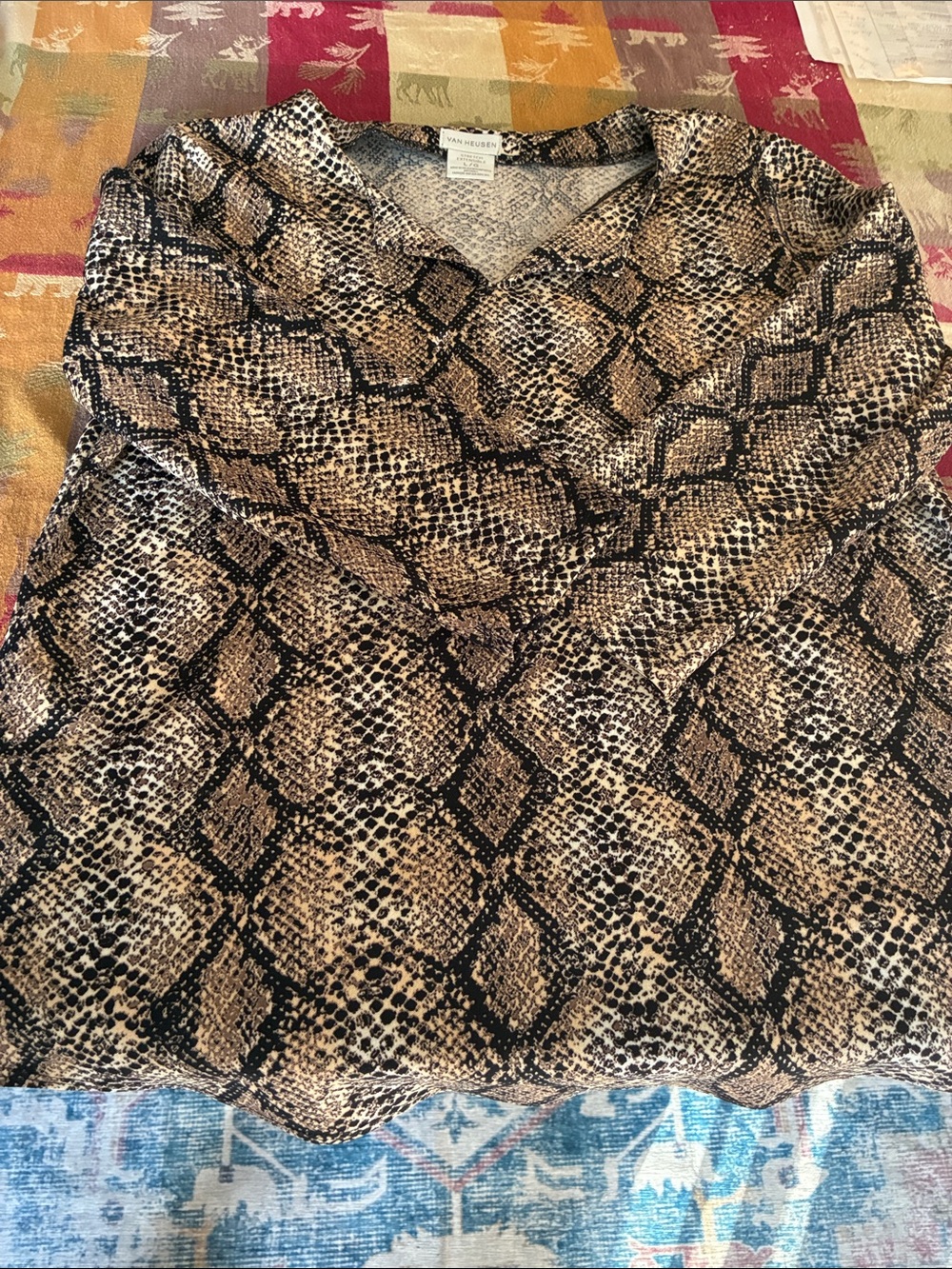 Van Heusen Snake-Print Top in Brown and Black